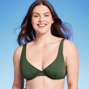 Shade & Shore Women's Retro Ribbed Underwire Bikini Top - 34C